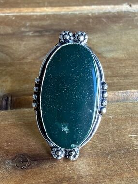 Women Fashion Jewelry Blood Jasper Gemstone Ring Size 7 Silver 925 Boho Vintage